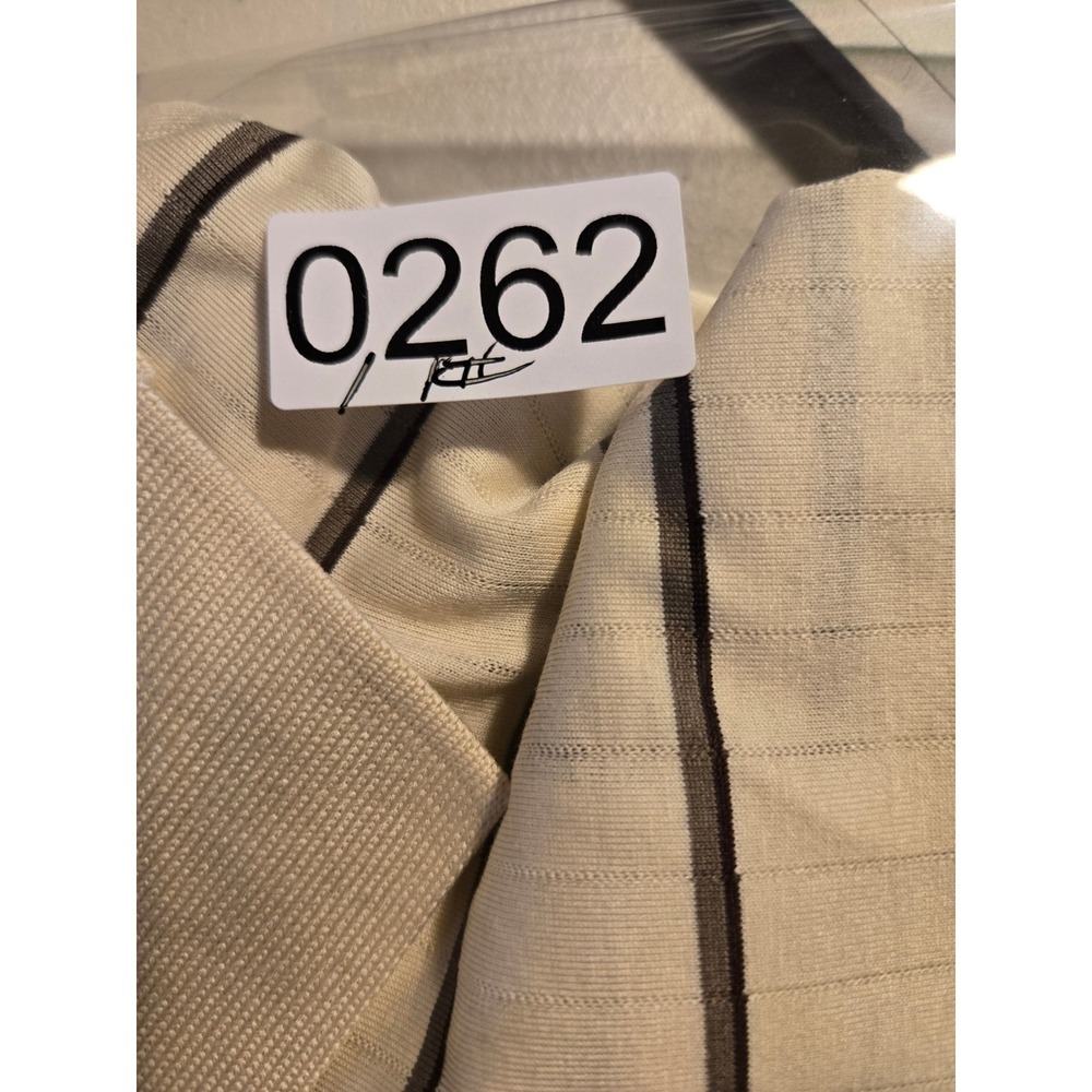 Eton Mens XL Jersey Striped Jacquard Zip Polo Shirt Cream Brn Cotton 10001076531 - Picture 8 of 8